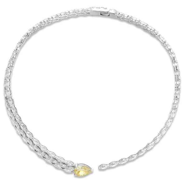 S925 Silver Imitation Yellow diamond necklace (PPSYN535Y)