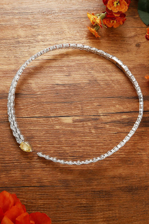 S925 Silver Imitation Yellow diamond necklace (PPSYN535Y)