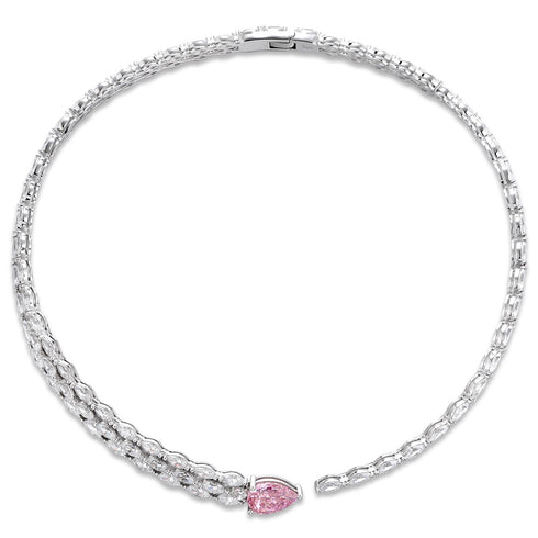 S925 Silver imitation pink Diamond Necklace W (JN535Y)