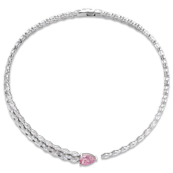 S925 Silver imitation pink Diamond Necklace W (JN535Y)