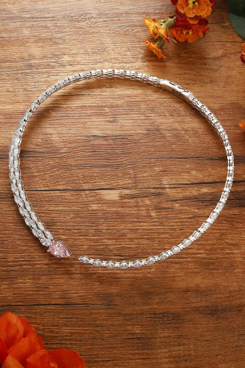 S925 Silver imitation pink Diamond Necklace W (JN535Y)