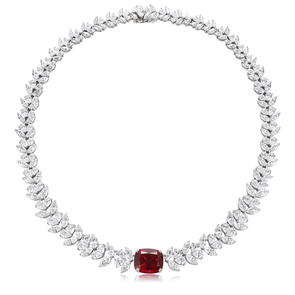 S925 Silver Cultivated Ruby Necklace W (JRUREN534Y)