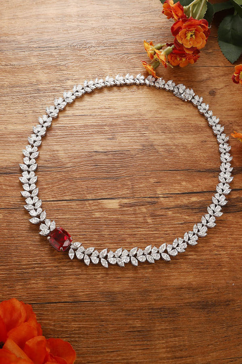 S925 Silver Cultivated Ruby Necklace W (JRUREN534Y)