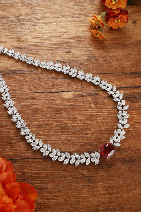 S925 Silver Cultivated Ruby Necklace W (JRUREN534Y)