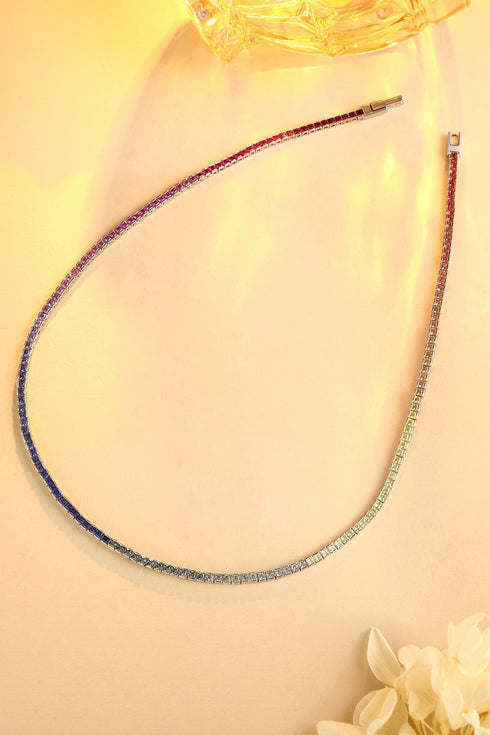 S925 Silver Cultivated Colored Sapphire Necklace A (CN03103)