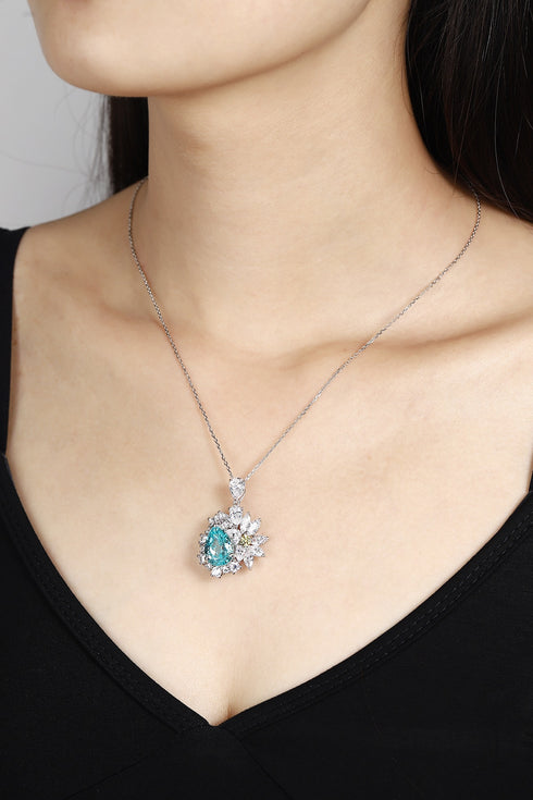 S925 Silver Cultivated Paraiba Necklace A (JN2145Y)