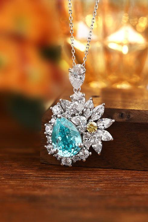 S925 Silver Cultivated Paraiba Necklace A (JN2145Y)