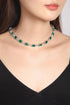 S925 Silver Cultivated Emerald Necklace A (JSEGN2084Y)