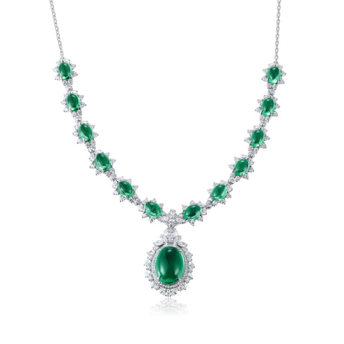 S925 silver cultivated emerald Luxury Set Chain W (JSEGN239Y)