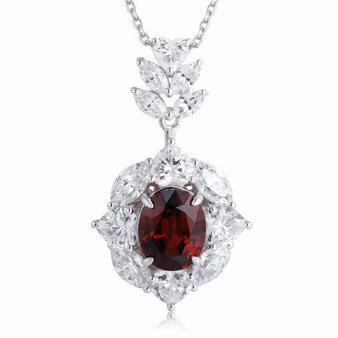 S925 Silver Natural Garnet Necklace W (JN521Y)