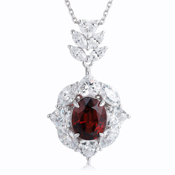 S925 Silver Natural Garnet Necklace W (JN521Y)