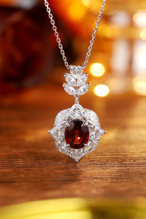 S925 Silver Natural Garnet Necklace W (JN521Y)