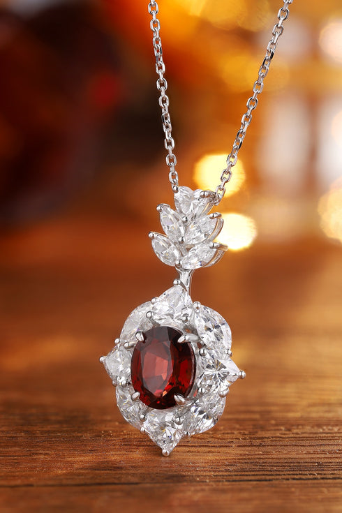S925 Silver Natural Garnet Necklace W (JN521Y)