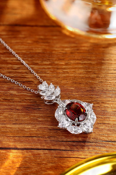 S925 Silver Natural Garnet Necklace W (JN521Y)