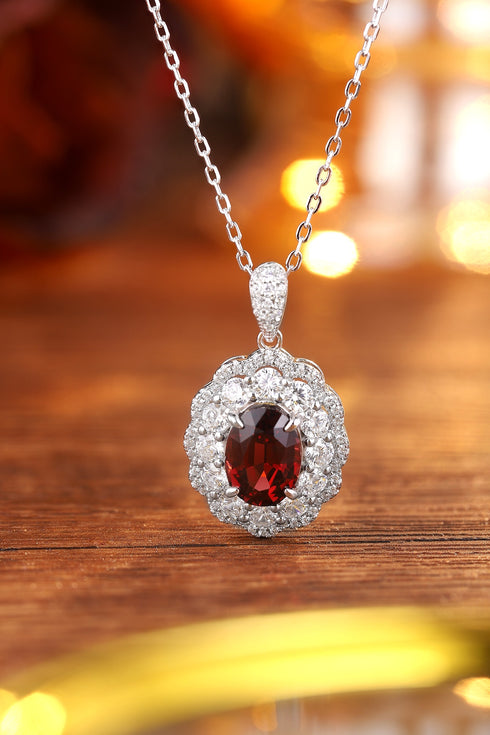 S925 Silver Natural Garnet necklace W (JN047Y)