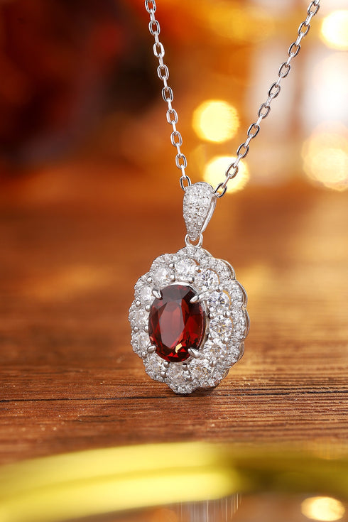 S925 Silver Natural Garnet necklace W (JN047Y)