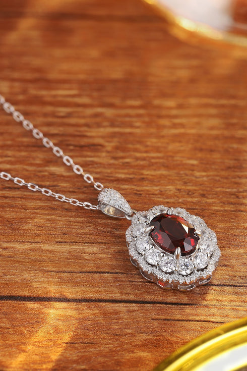S925 Silver Natural Garnet necklace W (JN047Y)