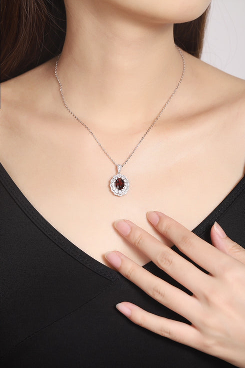 S925 Silver Natural Garnet necklace W (JN047Y)