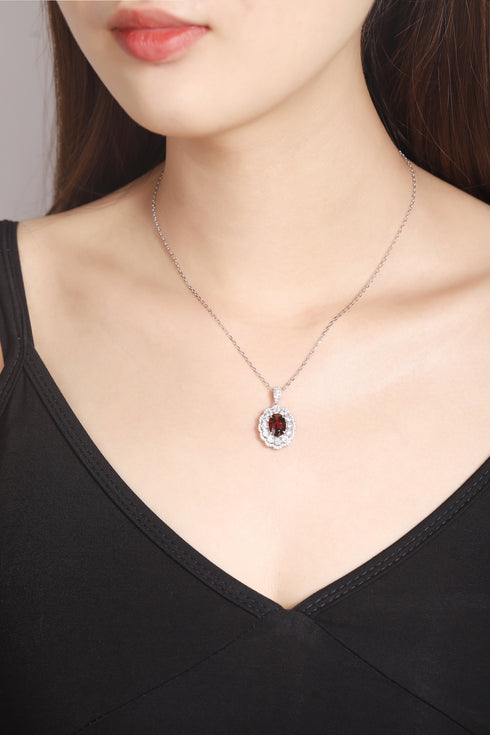 S925 Silver Natural Garnet necklace W (JN047Y)