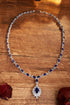S925 silver cultivated sapphire Necklace W (JSABN2097Y)