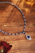 S925 silver cultivated sapphire Necklace W (JSABN2097Y)