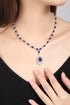 S925 silver cultivated sapphire Necklace W (JSABN2097Y)