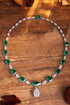 S925 Silver Cultivated Emerald Necklace W (JSEGN2097Y)