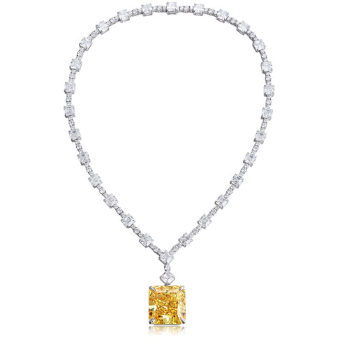 S925 Silver Yellow Flash Diamond Ledean Zircon Large Set Chain W (JN2096Y)