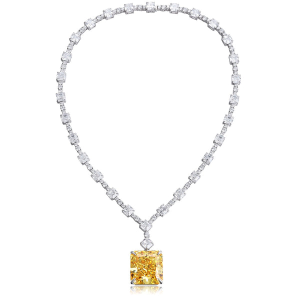 S925 Silver Yellow Flash Diamond Ledean Zircon Large Set Chain W (JN2096Y)