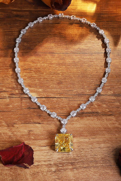 S925 Silver Yellow Flash Diamond Ledean Zircon Large Set Chain W (JN2096Y)