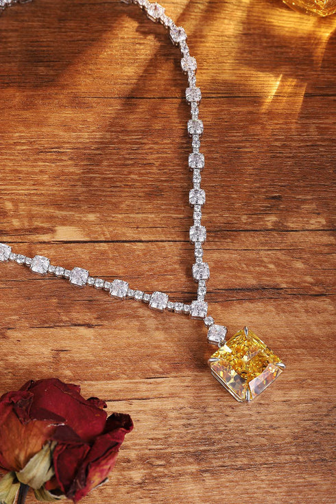 S925 Silver Yellow Flash Diamond Ledean Zircon Large Set Chain W (JN2096Y)