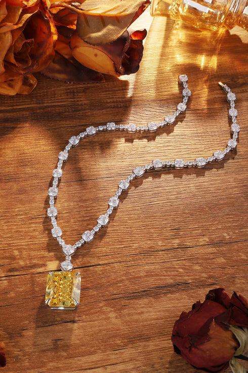 S925 Silver Yellow Flash Diamond Ledean Zircon Large Set Chain W (JN2096Y)