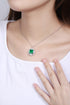 S925 Silver Cultivated Emerald Necklace A (JSEGN2011Y)