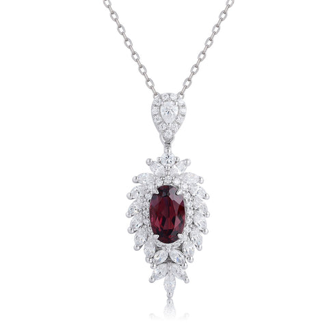 S925 Silver Natural Garnet Necklace W (JN10785Y)