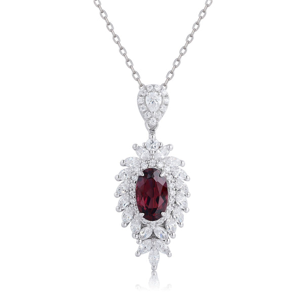 S925 Silver Natural Garnet Necklace W (JN10785Y)
