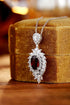 S925 Silver Natural Garnet Necklace W (JN10785Y)