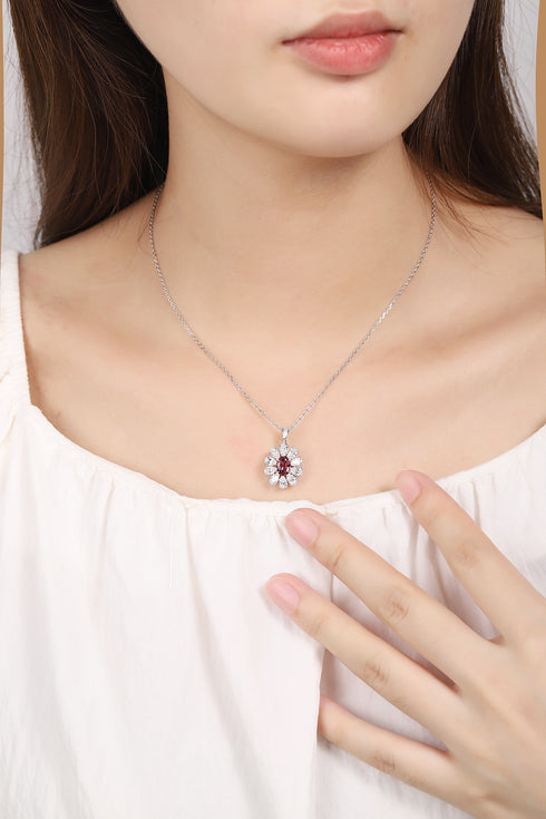 S925 Silver Natural Garnet Necklace W (JN105Y)