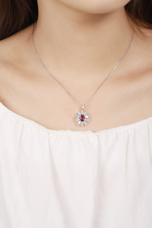 S925 Silver Natural Garnet Necklace W (JN105Y)