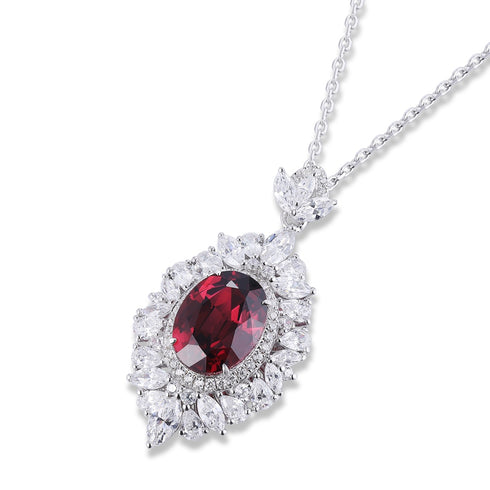 S925 Silver Natural Garnet Necklace W (JN018Y)