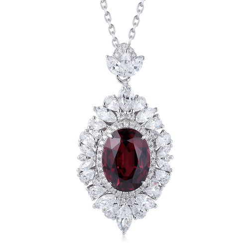 S925 Silver Natural Garnet Necklace W (JN018Y)