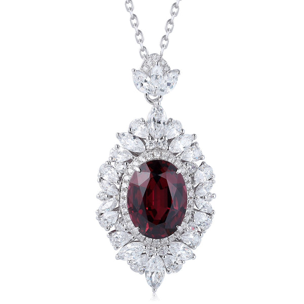 S925 Silver Natural Garnet Necklace W (JN018Y)