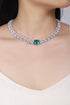 S925 Silver Cultivated Emerald Necklace W (JSEGN534Y)