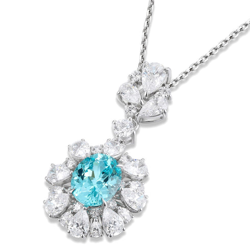 S925 silver cultivated Paraiba Necklace A (JN2089Y)
