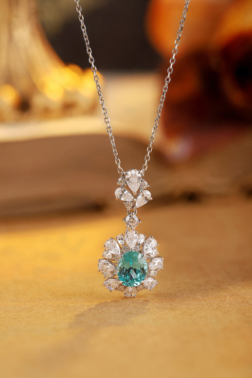 S925 silver cultivated Paraiba Necklace A (JN2089Y)