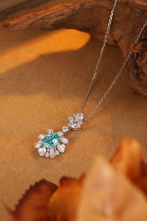 S925 silver cultivated Paraiba Necklace A (JN2089Y)