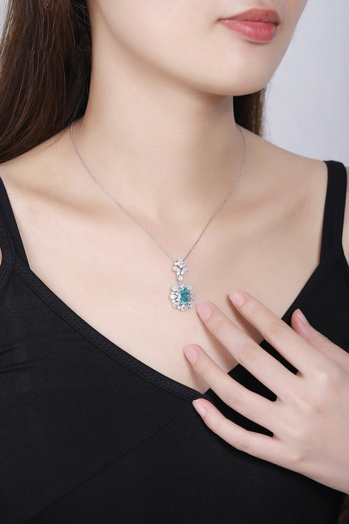 S925 silver cultivated Paraiba Necklace A (JN2089Y)