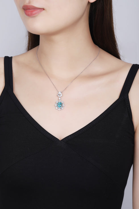 S925 silver cultivated Paraiba Necklace A (JN2089Y)