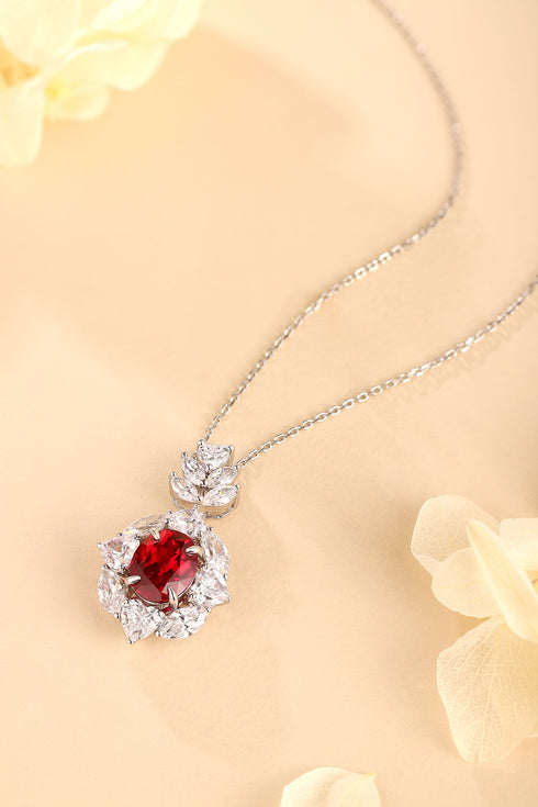S925 Silver Cultivated Ruby Necklace W (JRURN521Y)