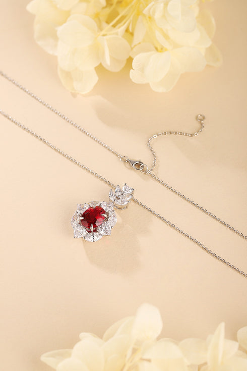 S925 Silver Cultivated Ruby Necklace W (JRURN521Y)