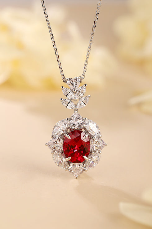 S925 Silver Cultivated Ruby Necklace W (JRURN521Y)